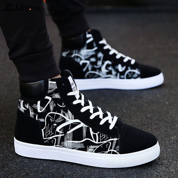 

fashion men shoes new men casual shoes high sneakers vulcanized platform sneakers quality mens masculinas, Black