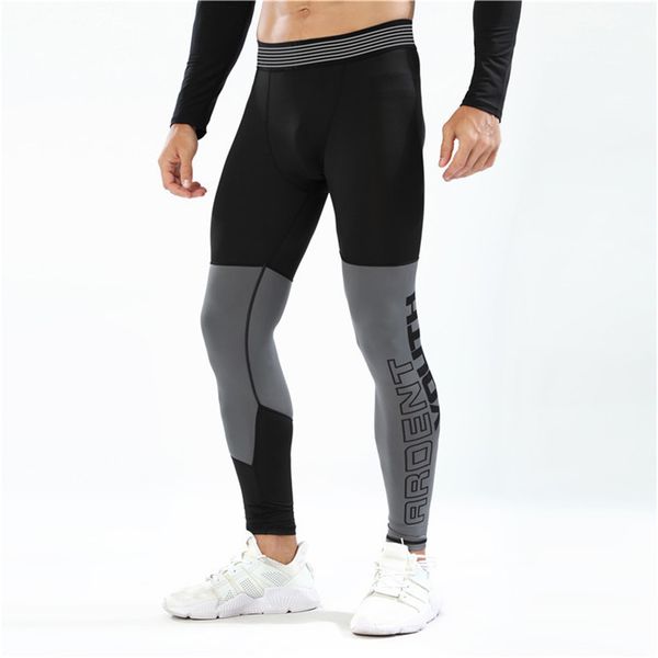 

running compression pants tights men sports leggings fitness sportswear long trousers gym training pants skinny leggings hombre, Black