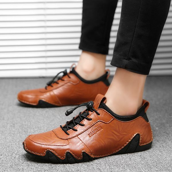 

spring men casual shoes business men shoes flats soft comfortable leather outdoor light hombre zapatos tide, Black