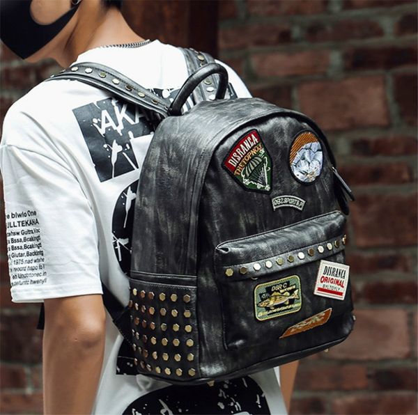 

designer backpack men rivet applique simple handsome school bags shoulder bag ph-cfy20051119