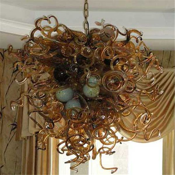 

murano brown glass led chandelier modern art crystal murano glass chain pendant lamps villa deco glass lighting with led bulbs