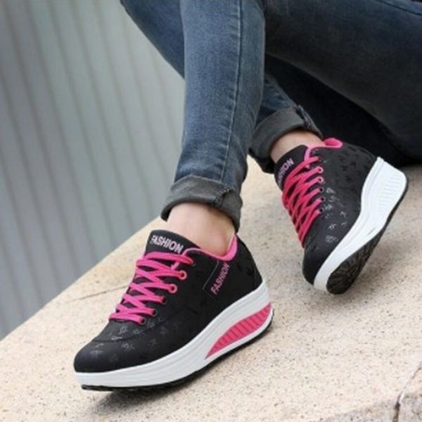 

women's shoes casual women platform shoes sneakers winter women thick sole creepers sport, Black