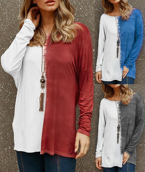 

европейский американский женская одежда вокруг шеи backless сыпучие средней длины с длинным рукавом левый и правый цвет симметричный печати, White