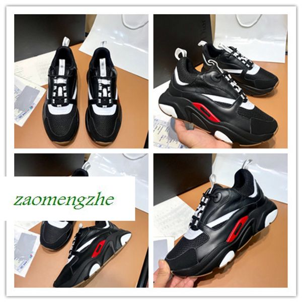 

новая версия верхнего уровня b22 sneaker women nen color matching leather stitching mesh lace-up кроссовки повседневная обувь n73, Black