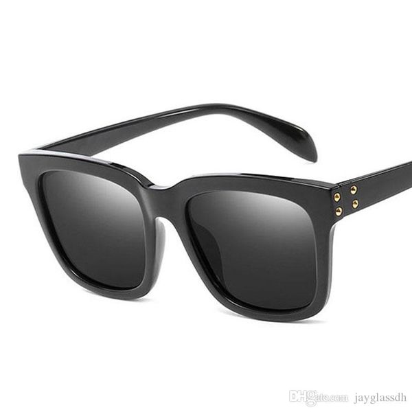 

fashion women polarized sunglasses square rivet driving sun glasses female mirror lense summer style vintage black big frame eyewear uv400, White;black