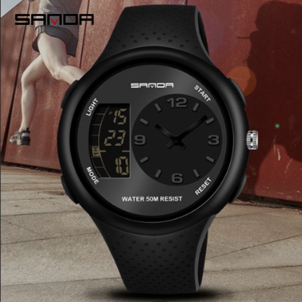 

sanda men waterproof led digital watch relogio digital sports wristwatches male clock 763 drop shipping montre femme, Slivery;brown