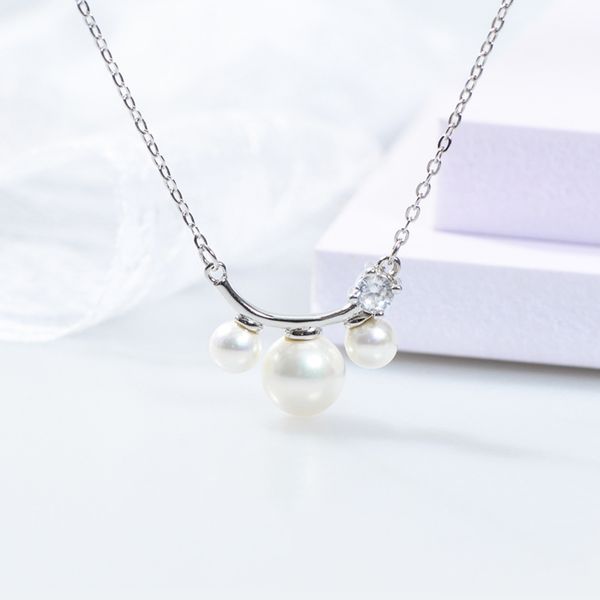 

pearl necklace for women with s925 sterling silver pendant necklace with pearl jewelry accessories wholesale a115