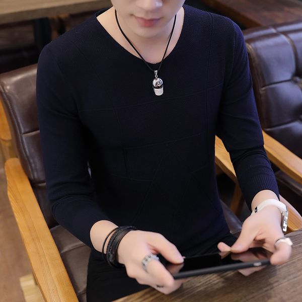 

autumn winter fashion 2020 casual slim fit knitted mens sweaters pullovers men brand clothing knitwear, White;black