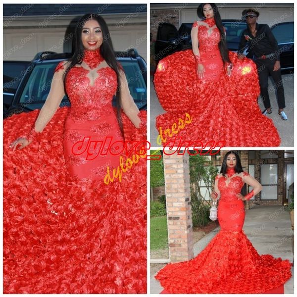 

2021 red long mermaid plus size prom dresses long sleeve vestidos de fiesta long sleeve arabic african formal dress evening gowns, Black