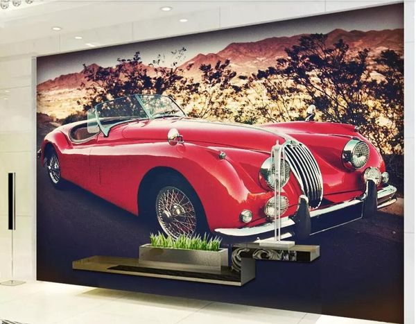 

3d wallpaper custom p mural vintage red classic car sports car background wall mural wallpaper for walls 3 d