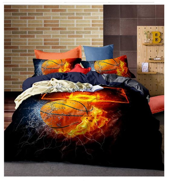 

3d bedding sets 2/3pcs duvet cover pillow cases size eu/cn/us  king flame baseball basketball drop shipping comforter set