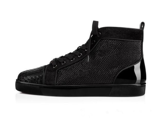 

christian louboutin shoes черный дышащая кожа горячие продажи роскошная марка high top мужская высокого качества red bottom shoes party люби, Black