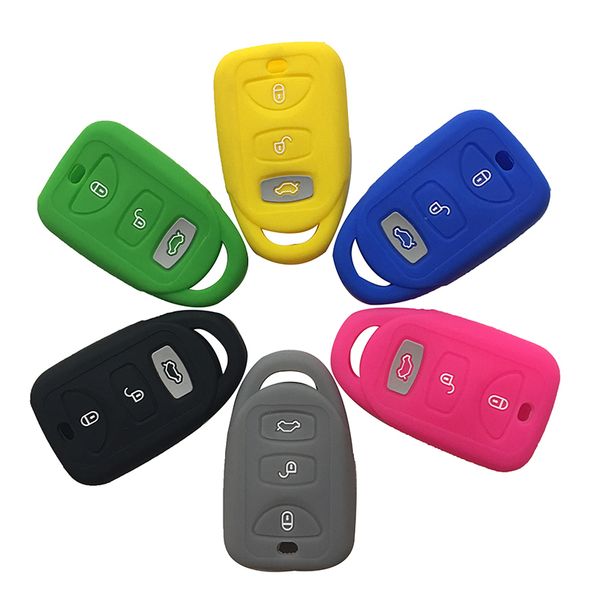 

silicone rubber 3 button key fob skin set holder protector cute key cover for kia cerato optima k5 2019 cap case accessories