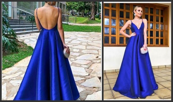 

royal blue a line simple prom dresses spaghetti straps floor length beading formal evening party gowns vestidos ogstuff, Black