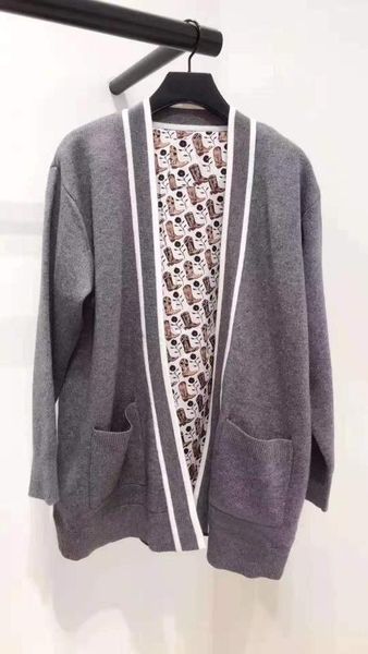 

women's knits & tees 19 temperament lady wind patch bag piping stripes knitting cardigan coat 91082, White