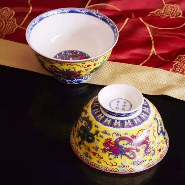 

император дракон чаша китайский высококачественный костяной фарфор рисовая чаша Цзиндэчжэнь керамика бытовая одиночная лапша чаша дракон узор