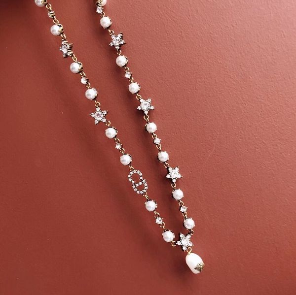 

d home bee pearl star necklace women's ornaments high version, Silver