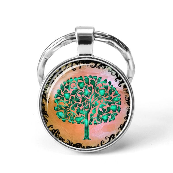 

creative tree keychains tree pendant art of life jewelry car key holder birthday gift for women bag keyring men gift, Silver