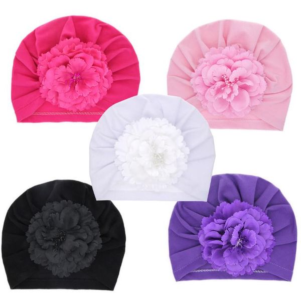 

europe infant baby girls hat flower headwear child toddler kids beanies turban artificial flower hats children accessories a263, Yellow