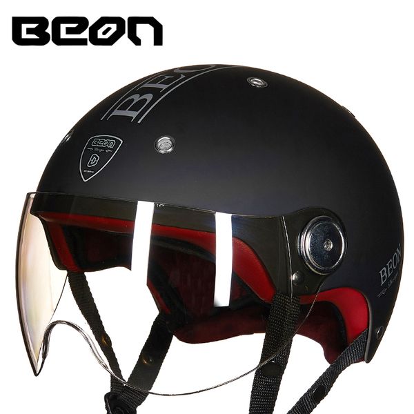 

beon motorcycle helmet men women black retro vintage biker scooter half open face helmet moto casco capacetes motorbike