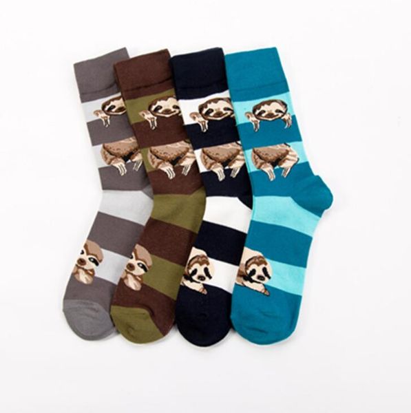 

5 colors match-up wholesale new autumn and winter socks cotton sloth pattern socks personality fashion tube crew socks ing, Black