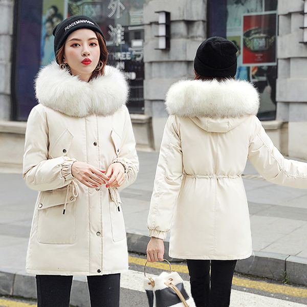 

season 2019 down cotton woman loose coat winter waist thickening cotton-padded clothes long fund overknee cotton-padded jacket, Black