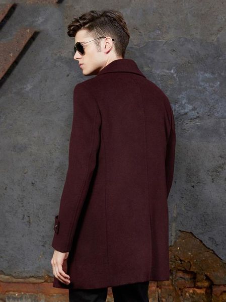 

new 2918 autumn winter jacket men wool long coats turn-down collar abrigo hombre slim fit lx778, Black