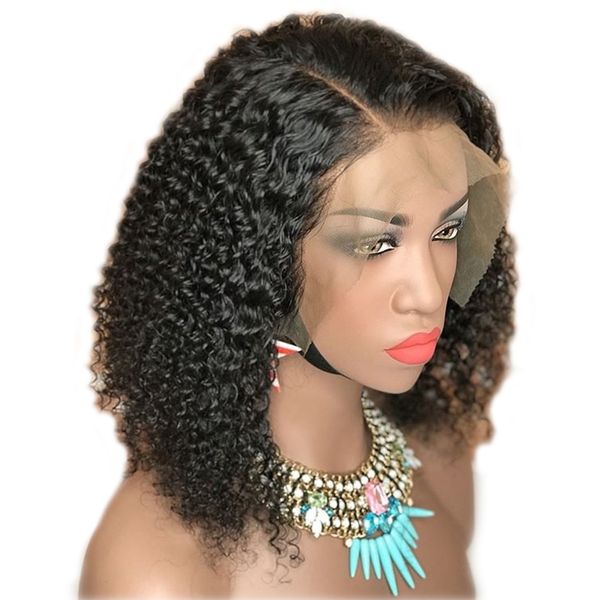

short kinky curly full lace wigs natural black human hair 13x6 lace front wigs brazilian curly 360 lace frontal wig for black women