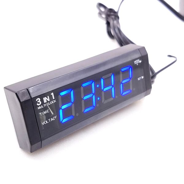 

3 in 1 car electronic clock auto vehicle thermometer vehicle voltmeter adornment decoration car styling