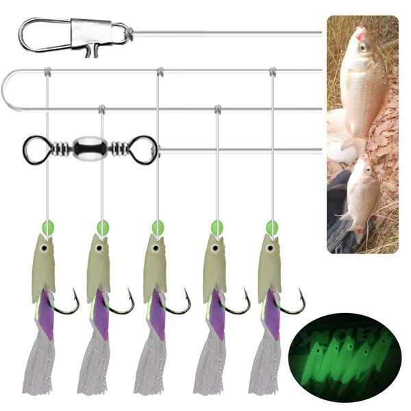 

night fishing string hook japan series sabiki isu hooks ocean freshwater catch 1 strand 5 fish glow