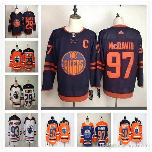 

мужчины эдмонтон ойлерз джерси сшит хоккей 29 леона дрейсейтл 97 макдэвид 93 ryan nugent-хопкинс, Black;red