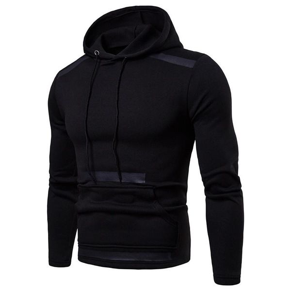 

solid color mens designer hoodies fashion big pocket panelled mens hoodies casual long sleeve males clothing, Black