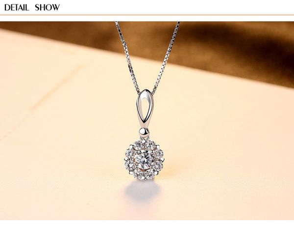 

s925 sterling silver necklace zircon pendant ladies accessories