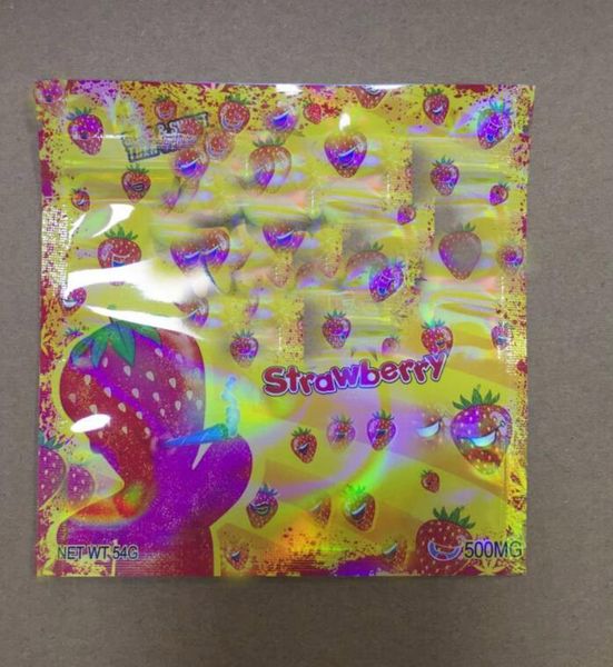 

500mg watermelon cherry strawberry empty edibles gummy candy packaging bag mylar plastic smell proof zipper resealable bag