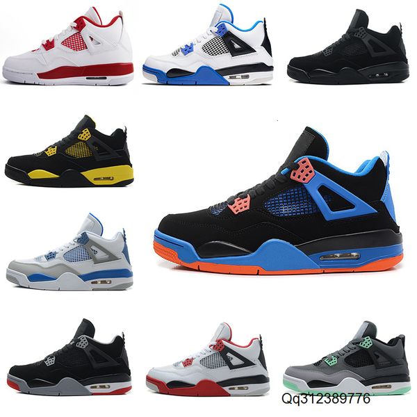 

4 4s basketball shoes fire red men pure money royalty white cement premium black bred fire red mens sports sneakers size 8-13