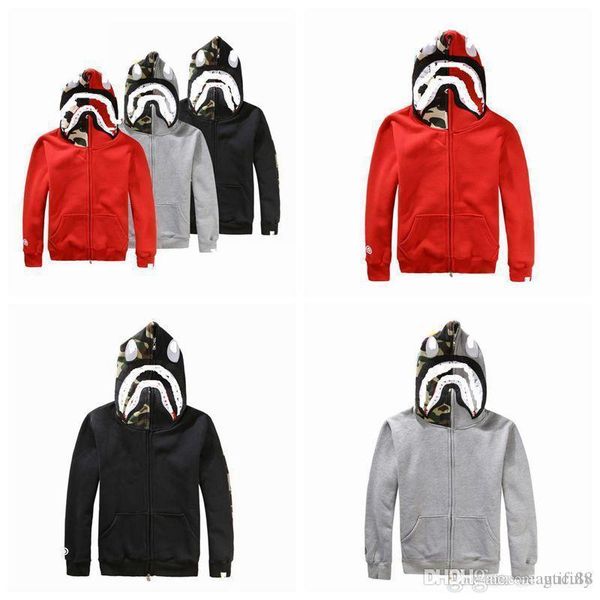 

a bathing a ape 18bape full zip hoodie shark head camo jacket long sleeve coat pullover hoodie, Black