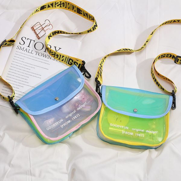 

2019 women bag contrast solid color cross pier package transparent jelly small square bag single shoulder crossbody bags #1207
