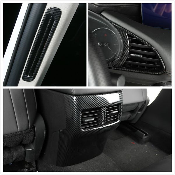 

for 3 m3 axela 2019 2020 carbon style different positions a/c air outlet vent frame stickers cover trim car styling
