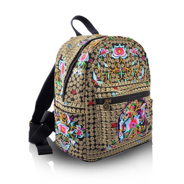 

national embroidery women travel backpacknice handmade flower embroideried lady small backrack versatile vintage backpacks