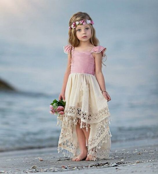 

summer toddler kids baby girls ruffle tassels lace dress party princess pageant dress 1 to 6years girls casual dresses, Red;yellow