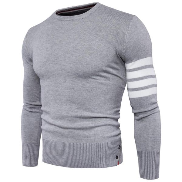 

sweater pullover men 2019 male brand casual slim sweaters men high quaility cuffs fight color hedging o-neck men's sweater, White;black