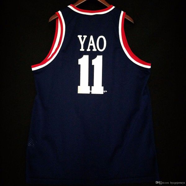 

100% stitched #11 yao ming sewn black jersey mens vest size xs-6xl stitched basketball jerseys ncaa, Black;blue