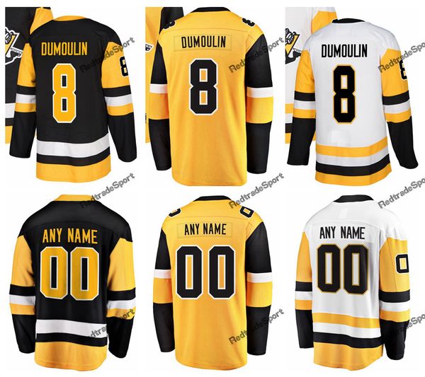 

2019 new alternate yellow pittsburgh brian dumoulin hockey jerseys mens custom name home #8 brian dumoulin stitched hockey shirts s-xxxl, Black;red
