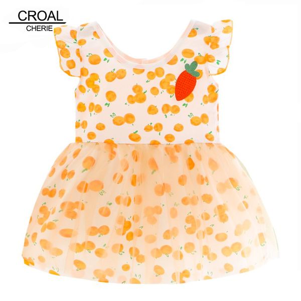 

croal cherie carrot printing girls dress 2020 summer sleeveless kids clothing kids princess lace dresses children clothes, Red;yellow