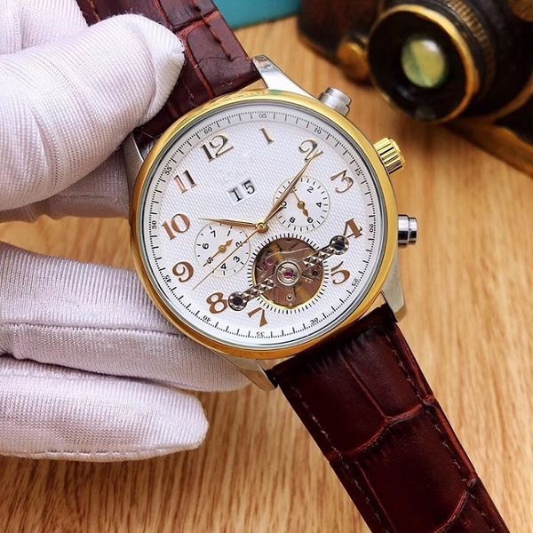 

new designer watches brand mens watches large flywheel mechanical movement wristwatch luxury fashion mens watch, Slivery;brown
