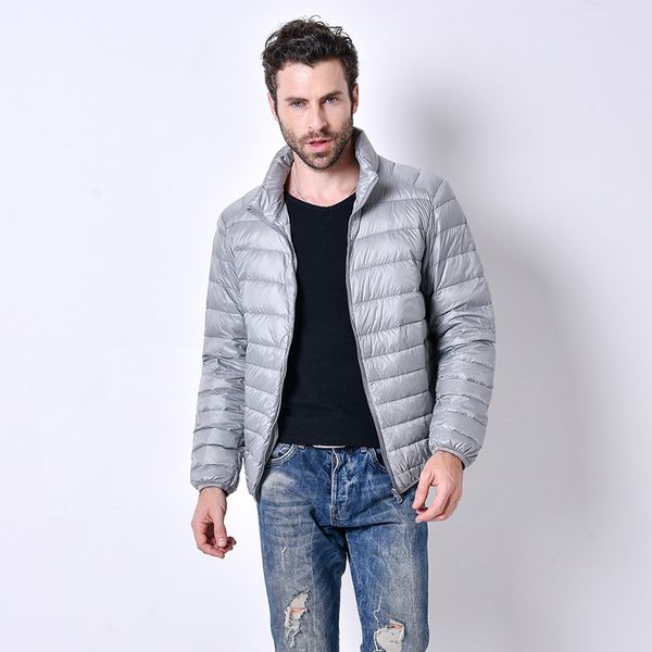 

autumn jacket men light jacket men solid color stand collar white duck down windbreaker warm winter coat m-5xl, Black