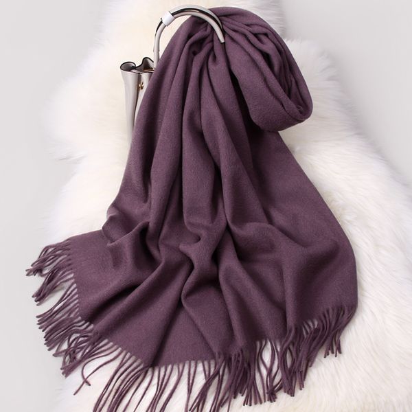 

winter 100% pure wool scarf women solid thicken warm echarpe wraps for ladies cashmere foulard femme grape merino wool scarves t191216, Blue;gray