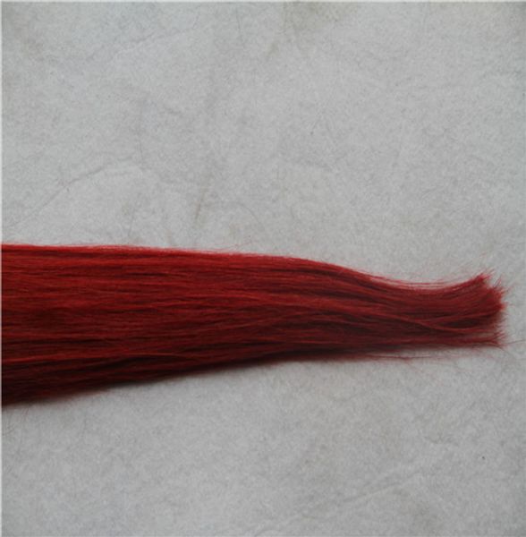 Red Color Micro Loop Ring Extensions Straight 100 Human Remy Hair