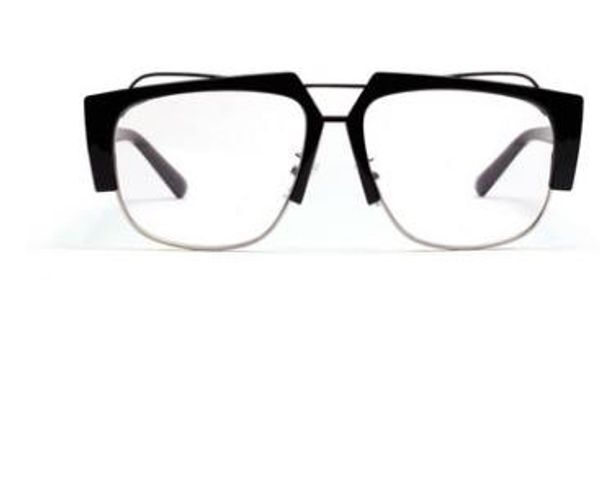 

european and american new fashion personality retro box transparent color men and women general flat lens semi-metal concave frame fine glas, White;black