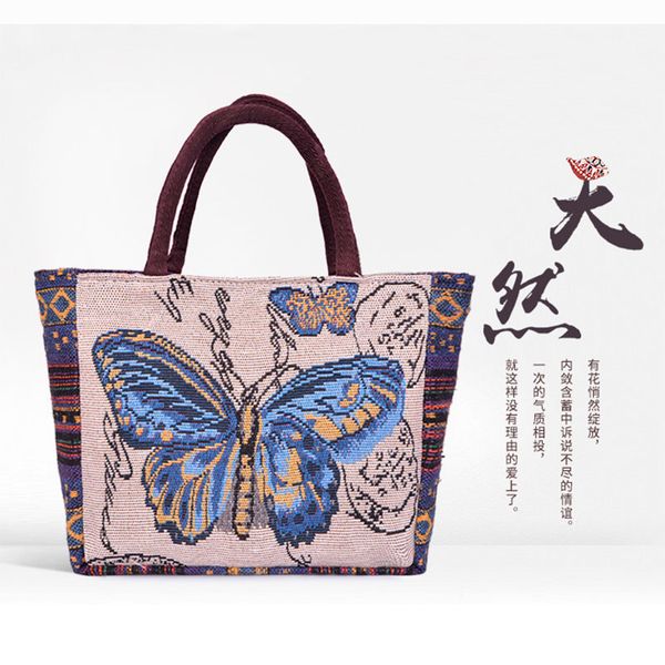 

the new canvas jacquard shoulder bag women chinese national wind female bags handbags for women 2020 woman large bag big bags